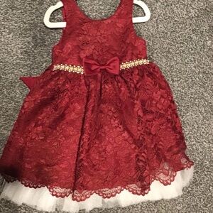 American Princess  Red Lace Kids Dress
